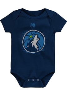 Minnesota Timberwolves Baby Navy Blue Doodle Logo Short Sleeve One Piece