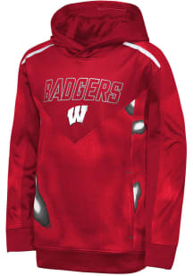 Youth Red Wisconsin Badgers Offensive Line Long Sleeve Hood