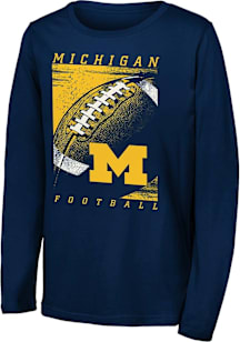 Michigan Wolverines Youth Blue Half Time Football Long Sleeve T-Shirt