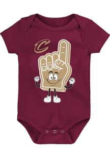 Cleveland Cavaliers Baby Maroon Handy Man Design Short Sleeve One Piece