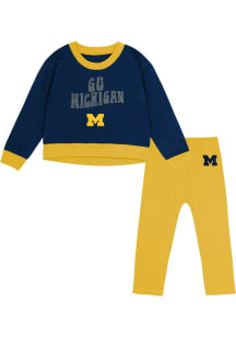 Infant Girls Blue Michigan Wolverines Stay Playing Top and Bottom Set