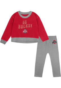 Infant Girls Red Ohio State Buckeyes Stay Playing Top and Bottom Set