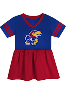 Kansas Jayhawks Toddler Girls Blue Stadium Lights Short Sleeve Dress