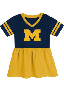 Toddler Girls Blue Michigan Wolverines Stadium Lights Short Sleeve Dress