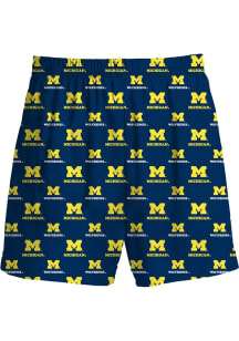 Youth Navy Blue Michigan Wolverines All Over Team Graphic Loungewear Sleep Pants