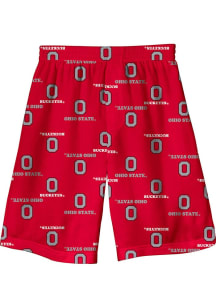 Youth Red Ohio State Buckeyes All Over Team Graphic Loungewear Sleep Pants