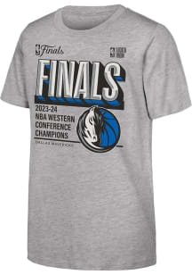 Dallas Mavericks Youth Grey Conf Champ 24 LR Short Sleeve T-Shirt
