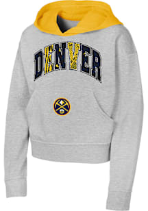 Denver Nuggets Girls Grey Straight Shooter Long Sleeve Hooded Sweatshirt