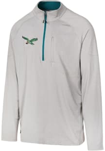 Philadelphia Eagles Mens Grey Retro Grid Iron Long Sleeve Qtr Zip Pullover