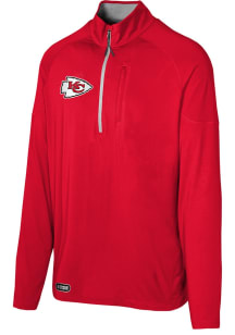 Kansas City Chiefs Mens Red Grid Iron Long Sleeve Qtr Zip Pullover