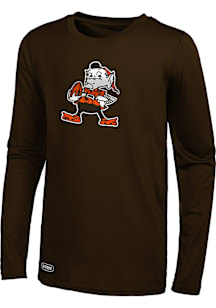 Cleveland Browns Brown Stadium Retro Logo Long Sleeve T-Shirt