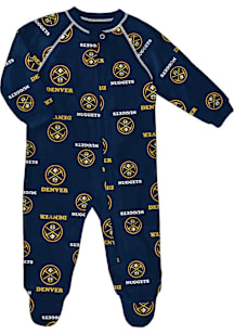 Denver Nuggets Baby Navy Blue Raglan Loungewear One Piece Pajamas