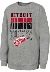 Detroit Red Wings Youth Grey Full Speed Long Sleeve Crew Sweatshirt