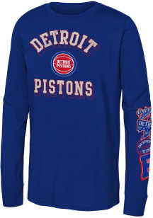 Detroit Pistons Youth Blue Up My Sleeve Long Sleeve T-Shirt