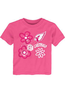 Arizona Cardinals Toddler Girls Pink Flower Power Short Sleeve T-Shirt