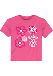 Cincinnati Bengals Toddler Girls Pink Flower Power Short Sleeve T-Shirt