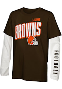 Cleveland Browns Youth Brown The Mix Long Sleeve T-Shirt