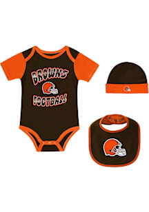 Cleveland Browns Baby Brown Tag Team Set One Piece with Bib