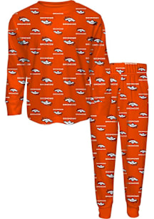 Denver Broncos Boys All Over Logo Set PJ Set - Orange