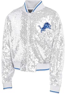 Detroit Lions Girls White Glam Squad Long Sleeve Full Zip Jacket