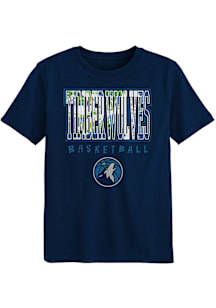 Minnesota Timberwolves Boys Navy Blue Court Canvas Short Sleeve T-Shirt