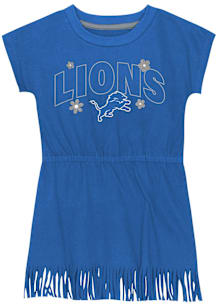Detroit Lions Baby Girls Blue Flower Power Short Sleeve Dress