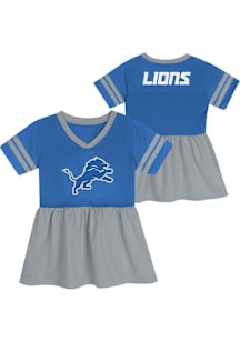 Detroit Lions Girls Blue Stadium Lights Short Sleeve Dress