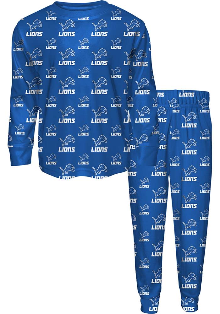 Detroit Lions Boys BLUE All Over Logo Set PJ Set - 133427134