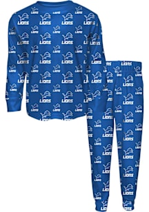 Detroit Lions Boys All Over Logo Set PJ Set - Blue