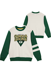 Green Bay Packers Boys White No Pressure Long Sleeve Crew Sweatshirt