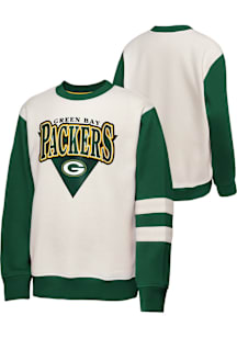Green Bay Packers Youth White No Pressure Long Sleeve Crew Sweatshirt