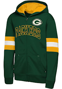 Green Bay Packers Boys Green First 90 Minutes Long Sleeve Full Zip Hooded Sweatshirt