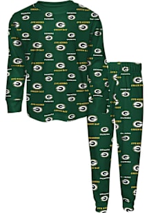 Green Bay Packers Boys All Over Logo Set PJ Set - Green