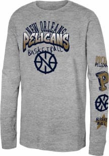 New Orleans Pelicans Youth Grey Street Star Long Sleeve T-Shirt