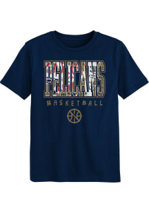 New Orleans Pelicans Boys Navy Blue Court Canvas Short Sleeve T-Shirt
