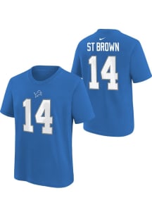 Amon-Ra St. Brown Detroit Lions Youth Blue Nike Fuse NN Player Tee