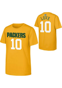 Jordan Love Green Bay Packers Youth Gold Mainliner NN Player Tee