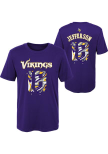 Justin Jefferson  Minnesota Vikings Boys Purple NN Drip Short Sleeve T-Shirt