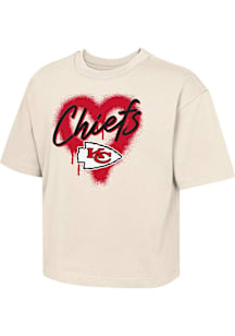 Kansas City Chiefs Girls White Spray Heart Short Sleeve Tee