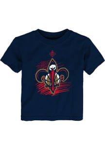 New Orleans Pelicans Toddler Navy Blue Doodle Logo Short Sleeve T-Shirt