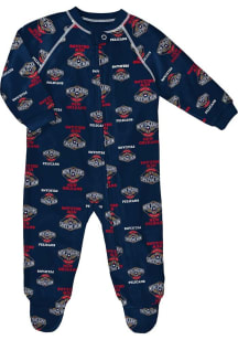 New Orleans Pelicans Baby Navy Blue Raglan Loungewear One Piece Pajamas