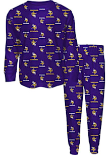 Minnesota Vikings Boys All Over Logo Set PJ Set - Purple