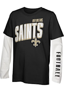 New Orleans Saints Boys Black The Mix Long Sleeve T-Shirt