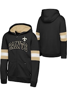 New Orleans Saints Youth Black First 90 Minutes Long Sleeve Full Zip Jacket