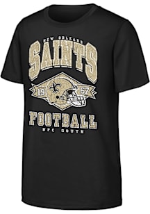 New Orleans Saints Youth Black Kick Off Short Sleeve T-Shirt