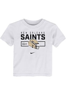 Nike New Orleans Saints Toddler White Helmet Essential Short Sleeve T-Shirt
