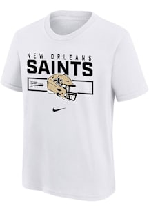 Nike New Orleans Saints Youth White Helmet Essential Short Sleeve T-Shirt