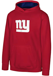 New York Giants Youth Red Prime Long Sleeve Hoodie