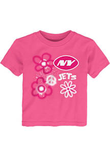 New York Jets Toddler Girls Pink Flower Power Short Sleeve T-Shirt