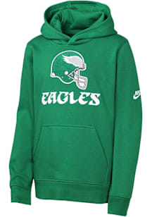 Nike Philadelphia Eagles Youth Kelly Green Retro Club Long Sleeve Hoodie